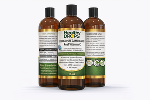 Healthy Drops Liposomal Camu Camu Vitamin C liquid supplement bottle