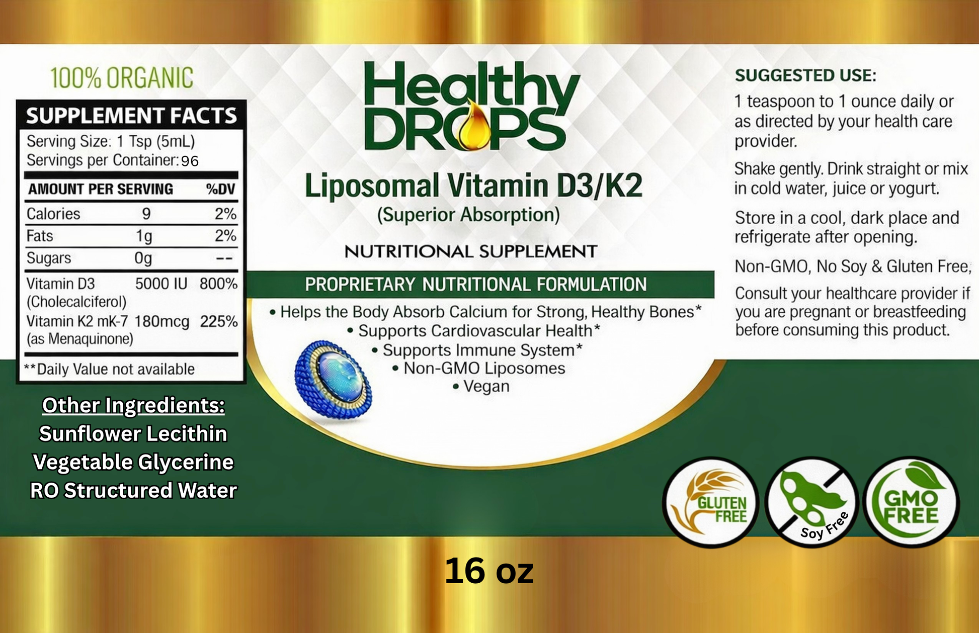 Liposomal Vitamin D3 K2 mk7