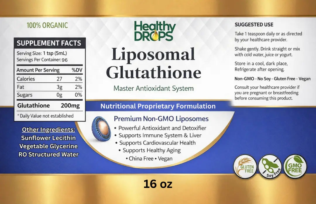 Healthy Drops Liposomal Glutathione 16 oz liquid antioxidant supplement