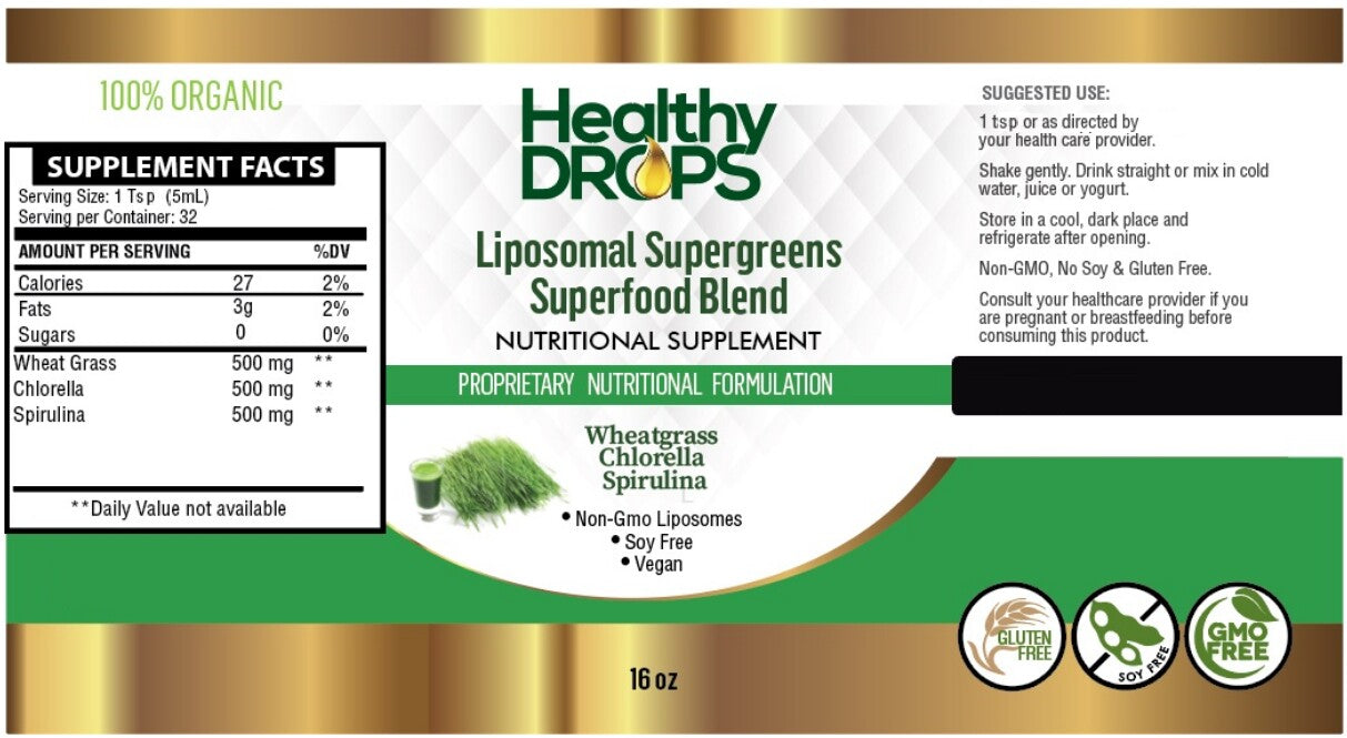 Liposomal Supergreens Wheatgrass Chlorella Spirulina