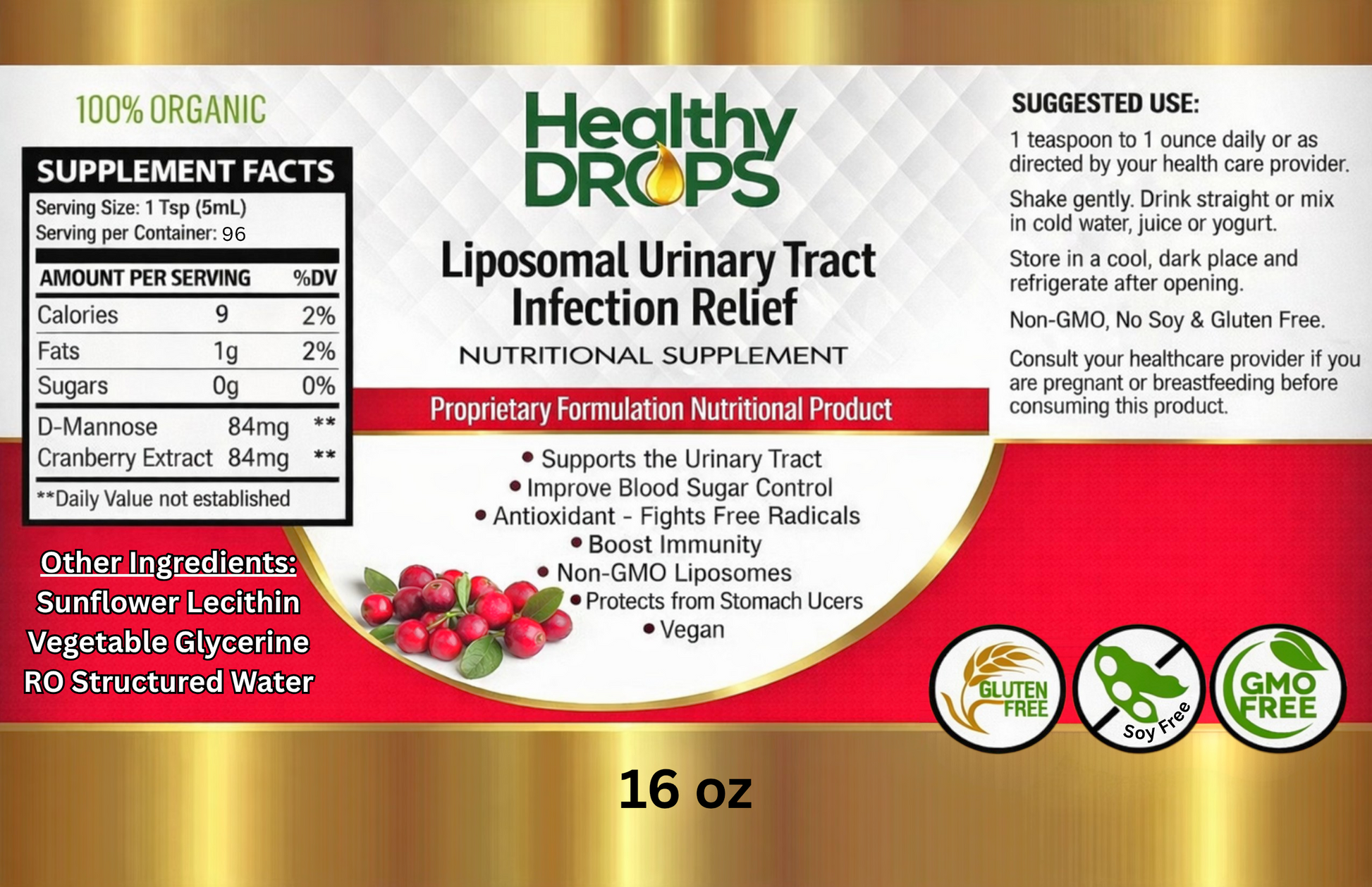 Liposomal UTI D-Mannose & Cranberry Extract Complex